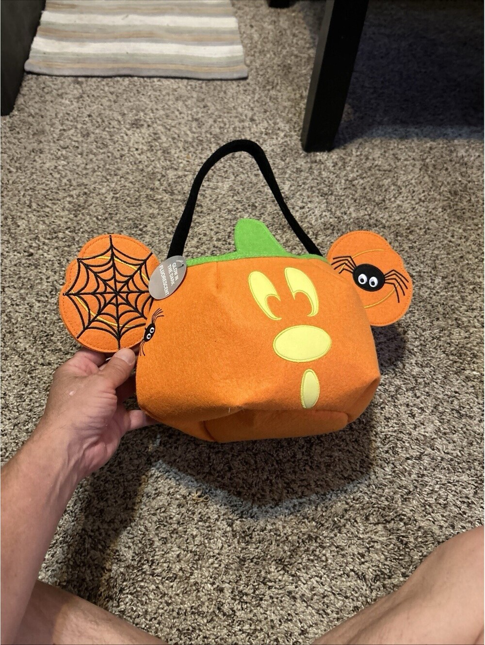DISNEY Mickey Mouse Halloween Glow In The Dark  Cloth Basket